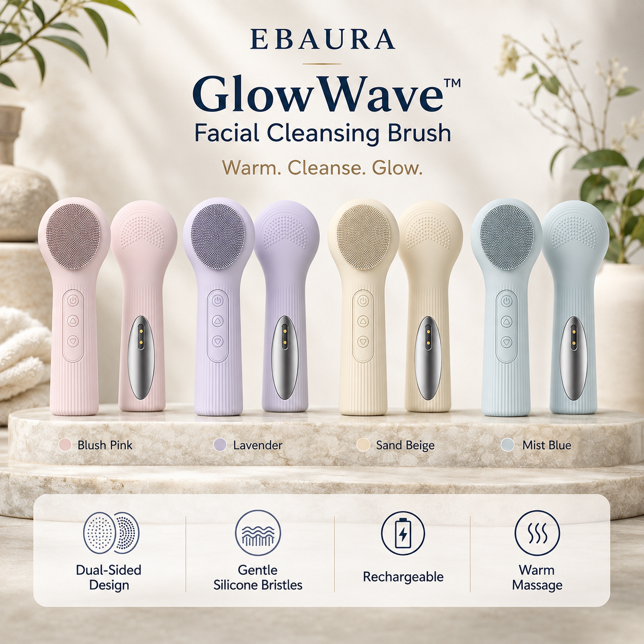 Ebaura GlowWave™ Facial Cleansing Brush