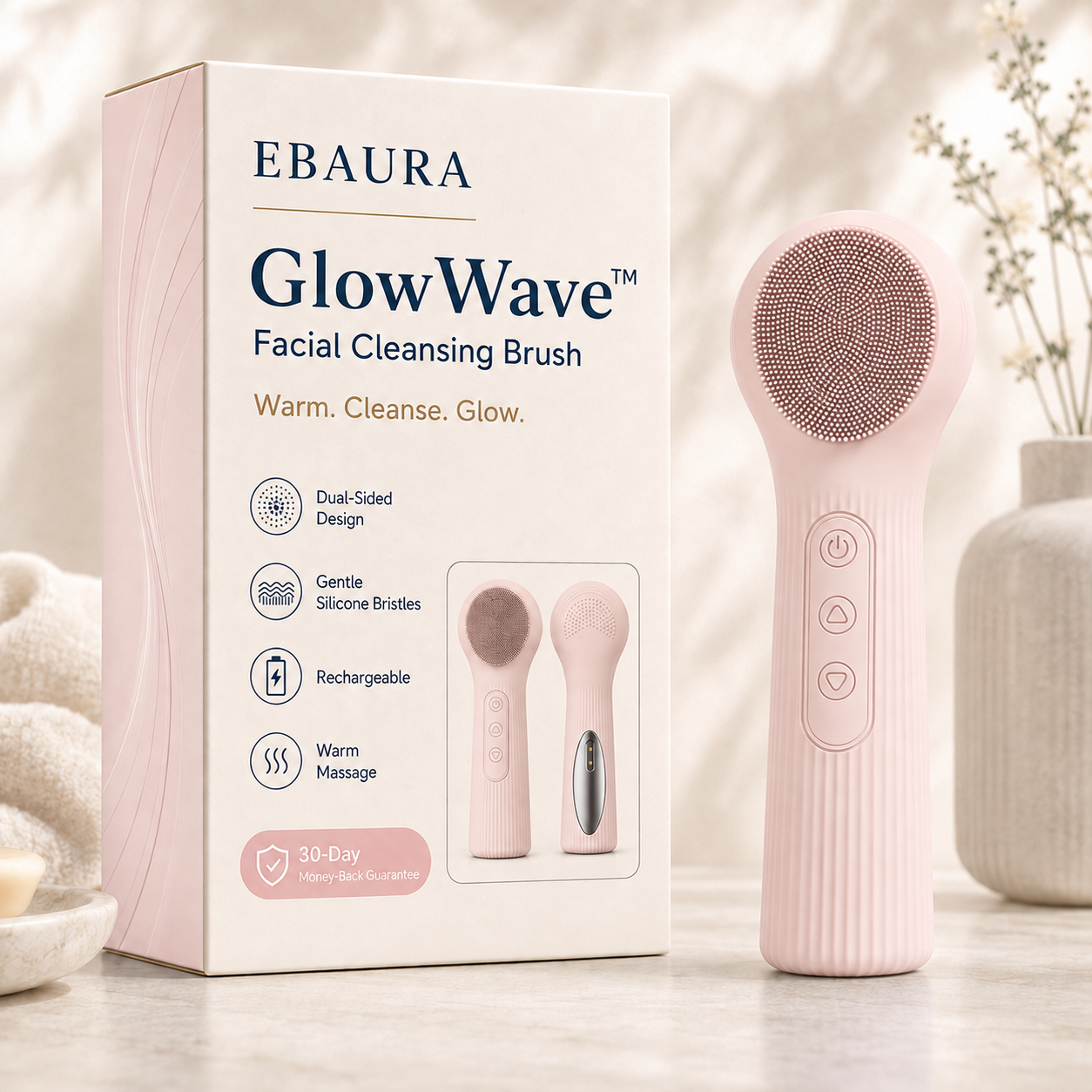 Ebaura GlowWave™ Facial Cleansing Brush