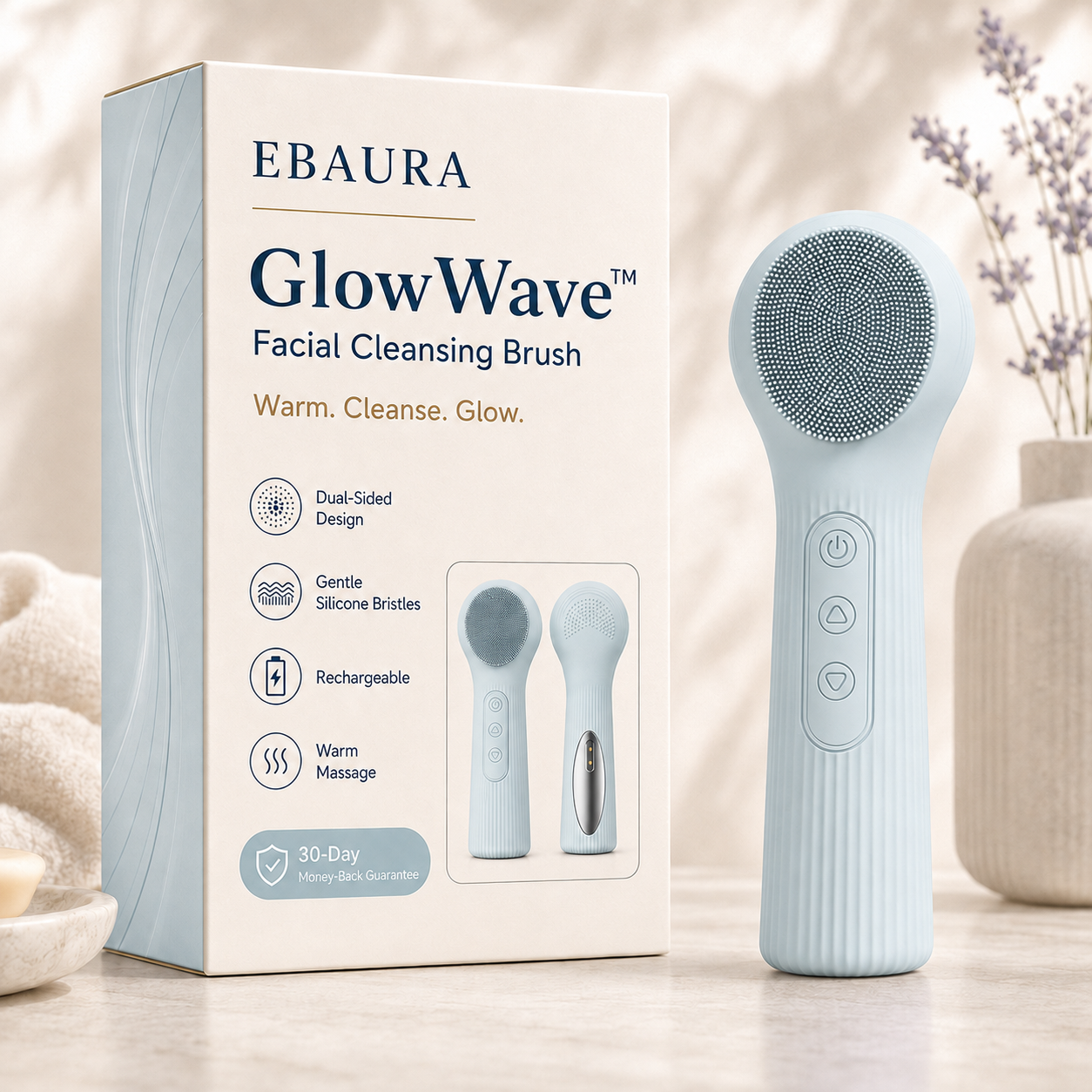 Ebaura GlowWave™ Facial Cleansing Brush